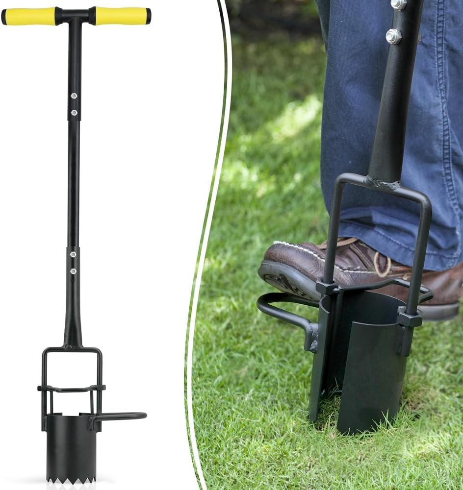 Bulb Planter Tool Long Handle, Serrated Base Gardening Bulb Transplanter with So