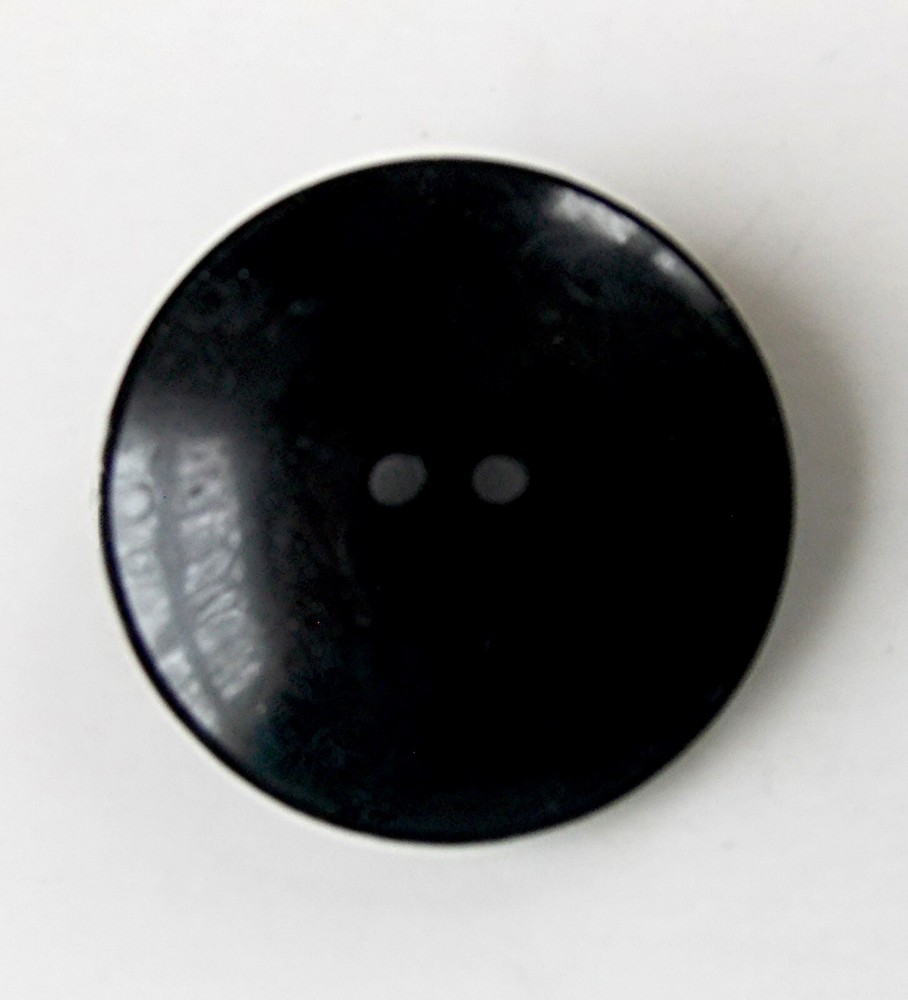 ONE LARGE SINGLE VINTAGE BLACK PLASTIC 1 3/4" DIA. ROUND 2-HOLE STATEMENT BUTTON