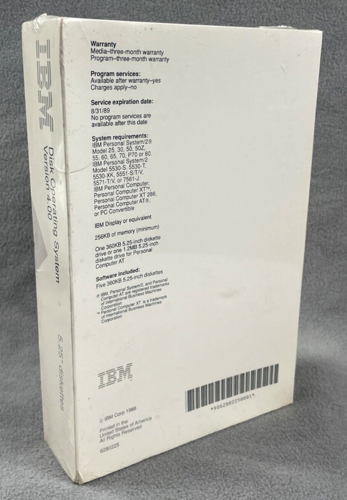 VTG 1988 IBM Disk Operating System Version 4.00 - 3.5" Diskettes - Sealed