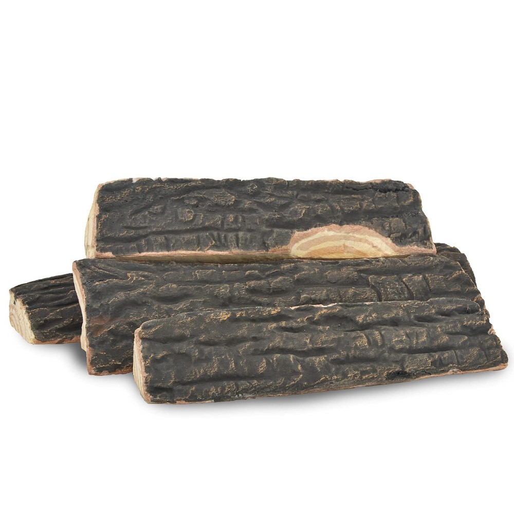 4pcs Fireplace Ceramic Wood Logs Gas Realistic Artificial Stackable Decoratio...