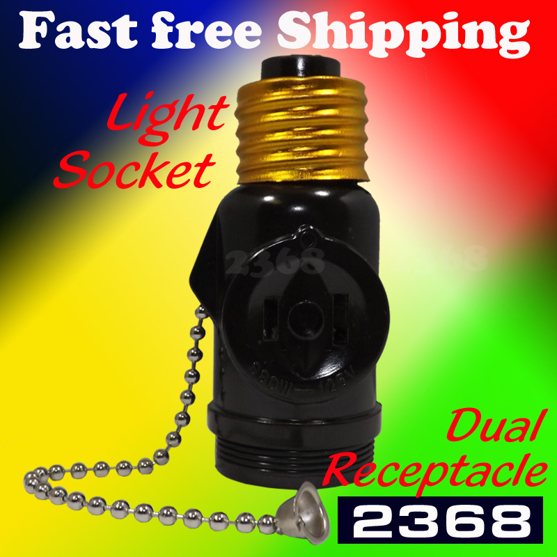 2 Pack New Light Bulb Switch Socket Pull Chain Dual Rece Black
