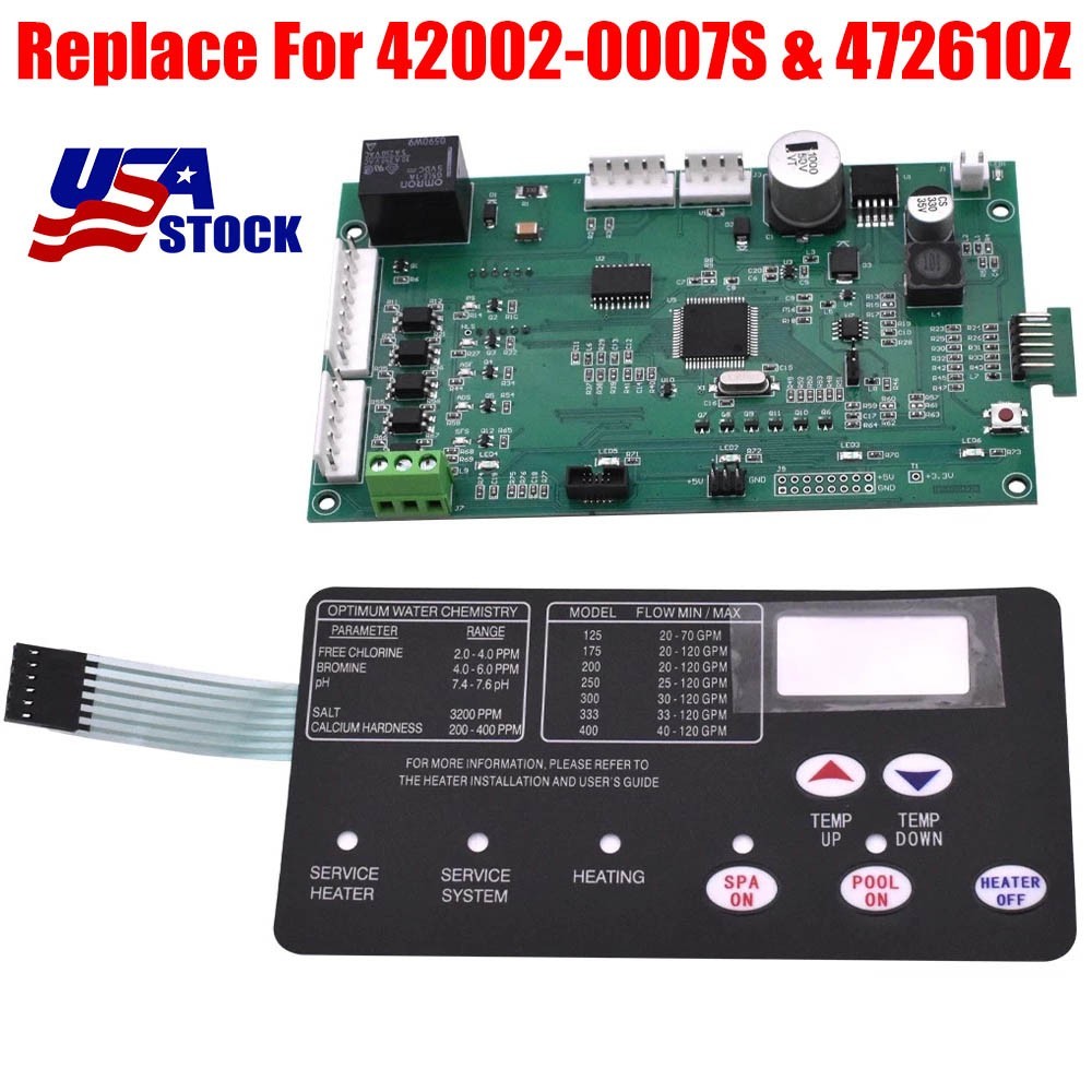For Pentair Master Temp 400 42002-0007S Control Board Kit w/ 472610Z Switch Pad