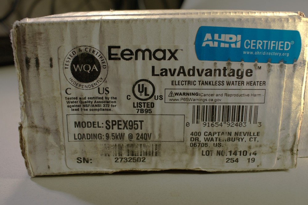 Eemax EX95T Thermostatic Electric Instantaneous (tankless) Water Heater