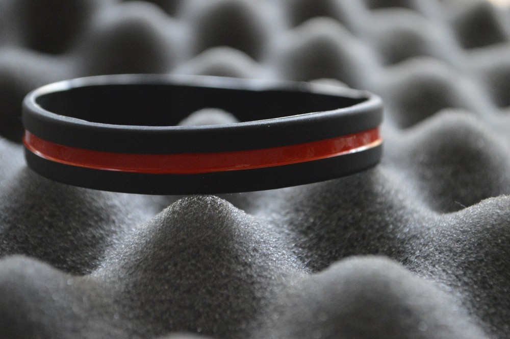 Thin Red Line Silicone Band Bracelet, Firefighters