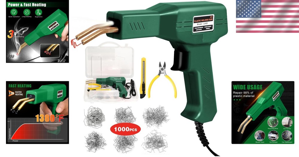Plastic Welding Kit with 1000 Staples - Quick, Versatile, Portable