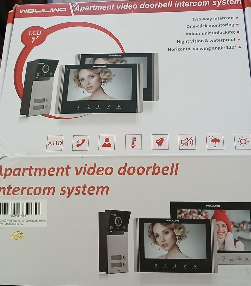 New Wired Video Intercom System, 7" Ring Video Doorbell, See Description Below