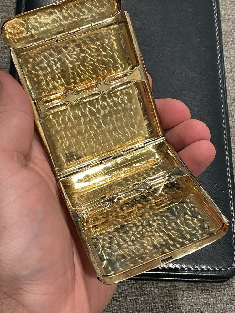 Authentic Antique Art Deco Dunhill 14k Solid Rose Gold Cigarette Case Cool! 82GR