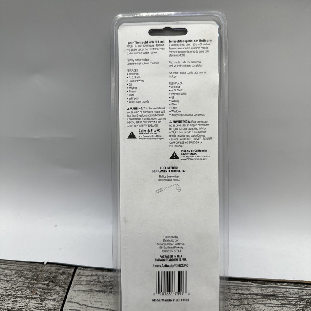 UtiliTech Upper Thermostat 0362345, 7 Pole, Hi-Limit; 120 Through 480 Volt {D7}