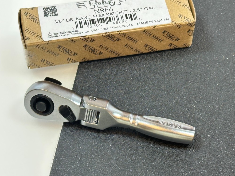 NEW VIM Tools NRF6 3/8" Dr. Nano Flex Head Quick Release Micro Ratchet 3.5" Long