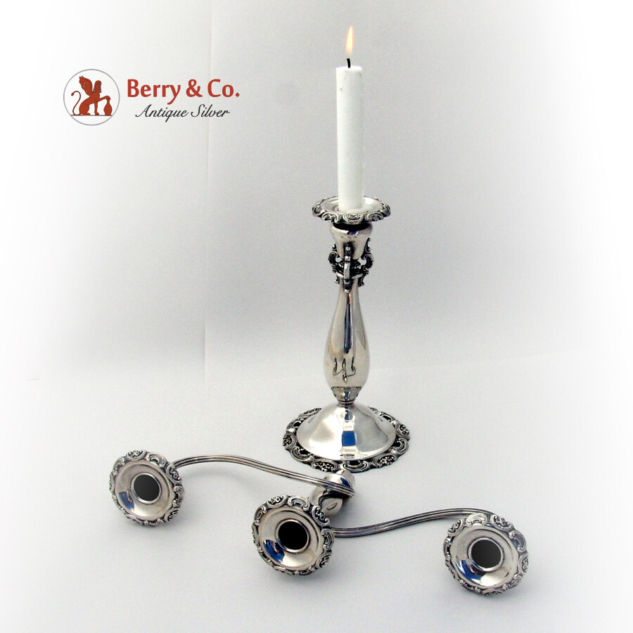 Baroque Three Branch Candelabrum Wallace Silverplate