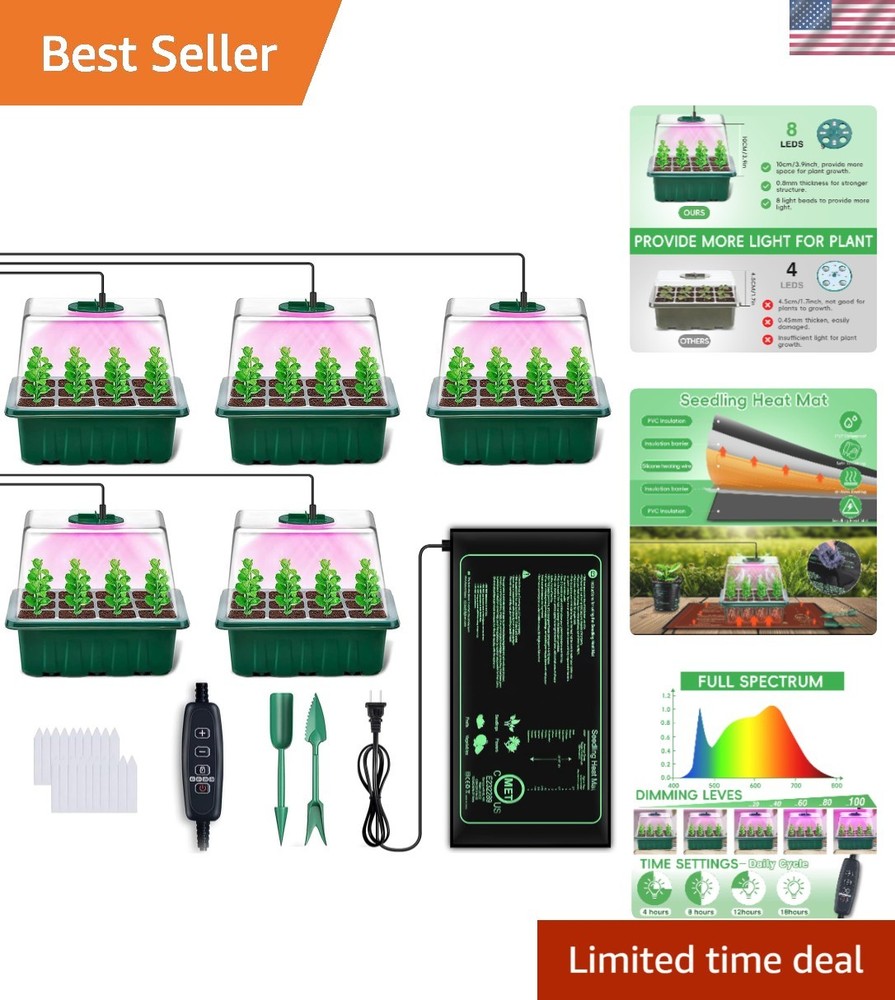 Durable Seed Starter Trays with Heating Mat & Grow Lights for Fast Germination