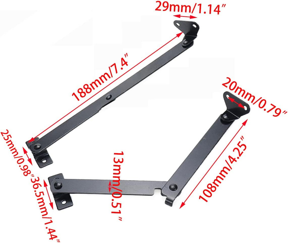 2 Pcs Black Lid Support Hinges, Rotatable Folding Lid Support Hinge for Window,