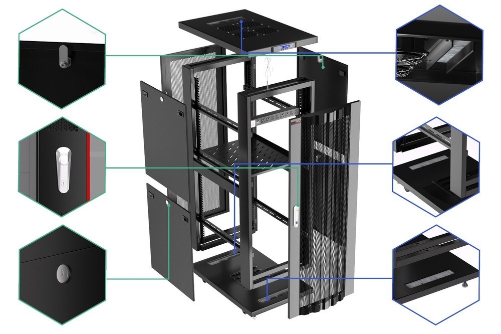 Sysracks 32U 39'' Deep IT Network Data Server Rack Cabinet Mesh Vented Door