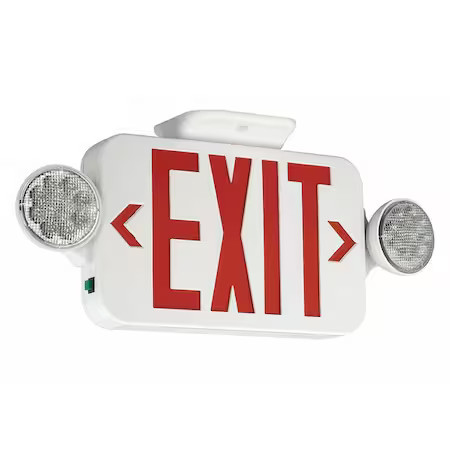Compass Ccrrcsd Exit Sign With Emergency Lights, White, 1 Or 2 Face(S), Led,