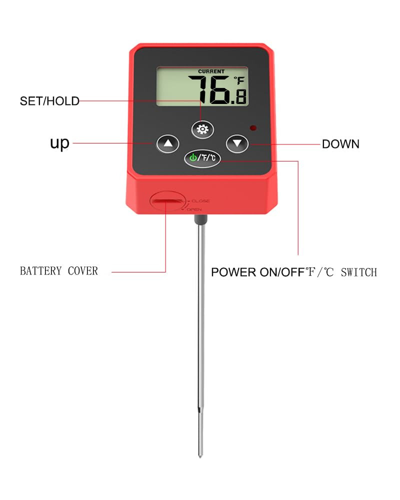 Digital Candy Thermometer with Pot Clip,Alarm Function,10'' Long Probe,Rotatable