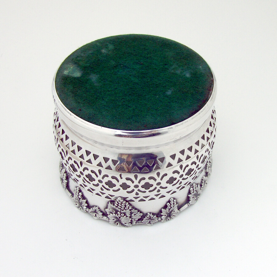 Tall Openwork Wine Coaster Grape Border Silverplate