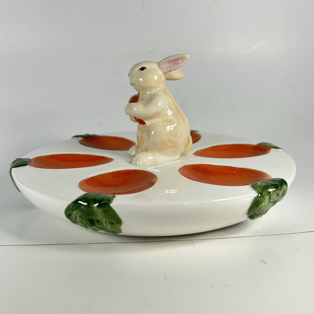 HARRY and DAVID 3D Bunny Rabbit & Carrots Deviled Egg Serving Platter Easter