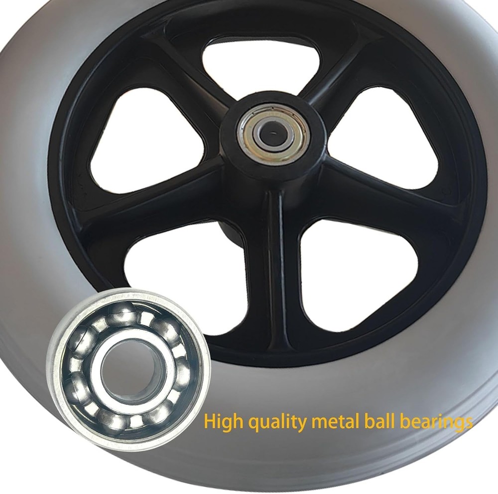 2 PCS 8 x 1.5 Inch Solid Replacement Wheels for Rollator Walker Folding Hand ...