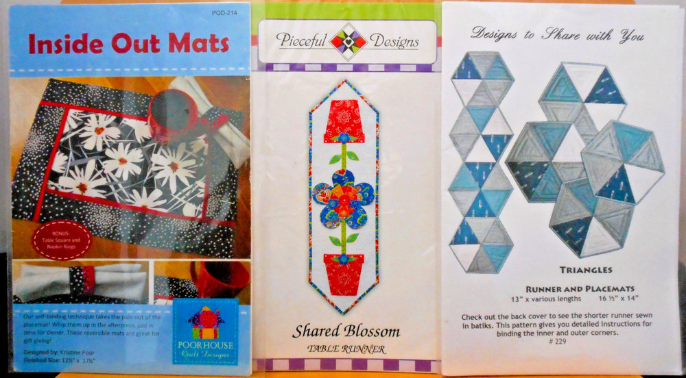3 Patterns-Table Runner & Placemats-Inside Out Mats-Shared Blossom-Triangles-140