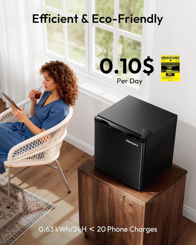 1.7 Cu.Ft Mini Fridge, Reversible Single Door Compact Refrigerator, Adjustable T