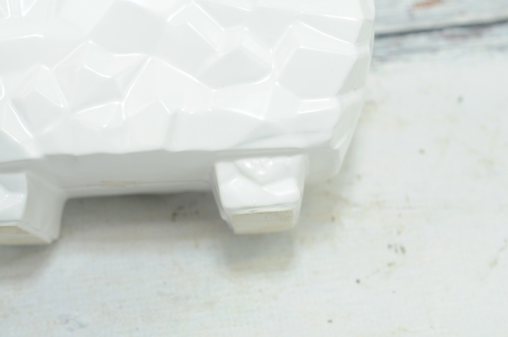 Vintage . McCoy Geometric Pottery White Rectangular Window Box Planter Flower #2