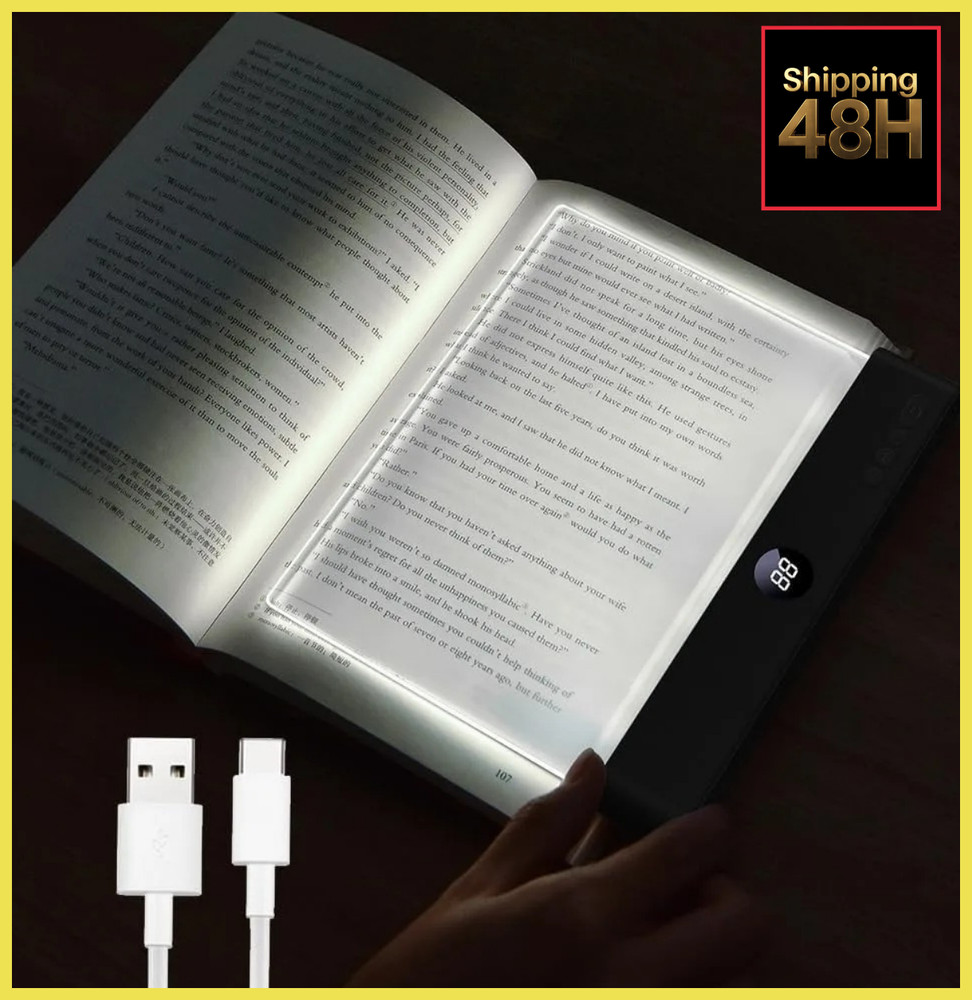 Book Light, Rechargeable Clear LED Flat Reading Light with 3 Colors & Timer, ...