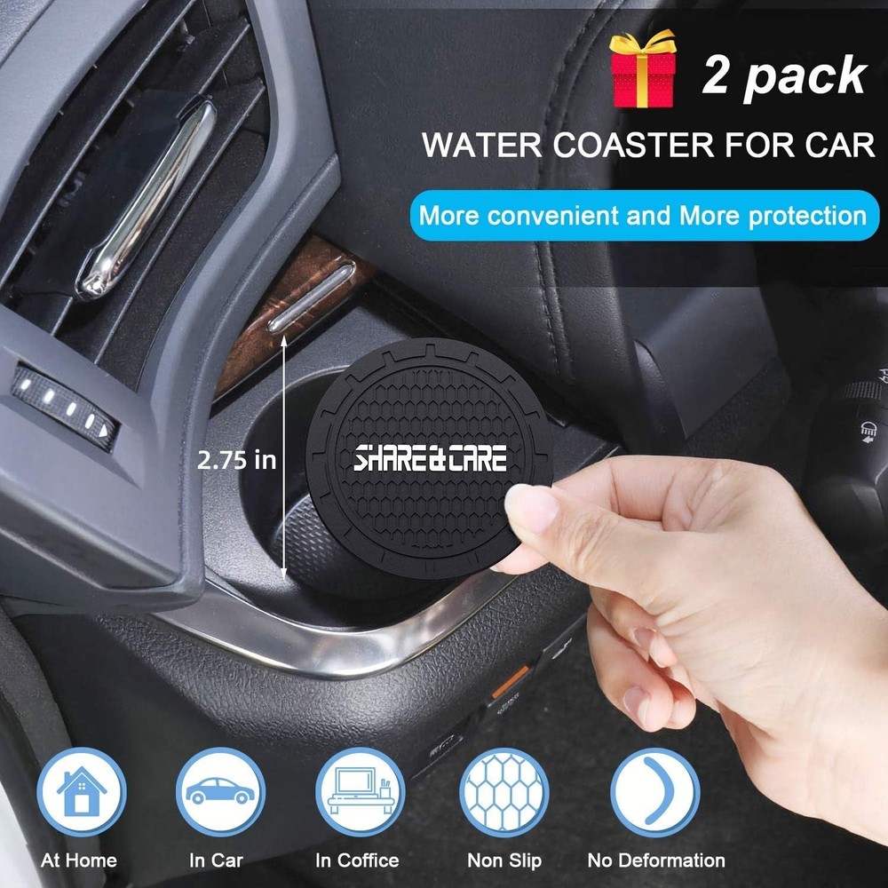 2 Pack Silicone License Plate Frame - Rust Proof & Weather Proof - Black