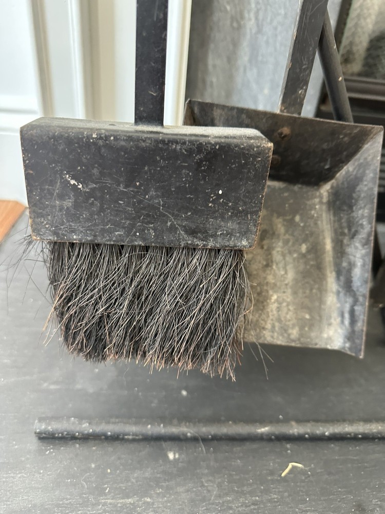 Vintage MCM Iron Modern Fireplace Tool Set Black