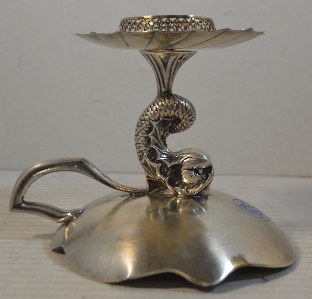 Antique Silver and Silverplate Chamberstick Candlestick