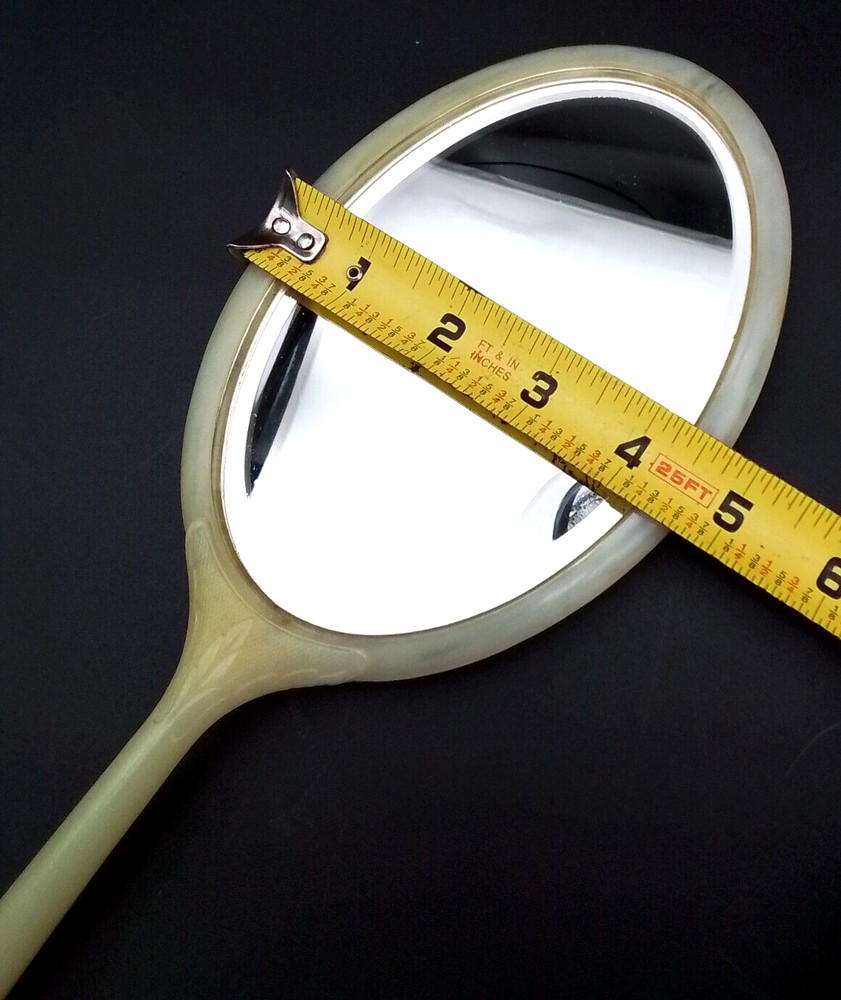 Oval HAND MIRROR Lt.Tan, Beveled Edges & Glass, Bakelite Plastic