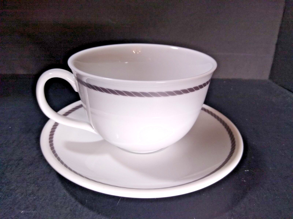 Land's End Grey Rope Cup & Saucer