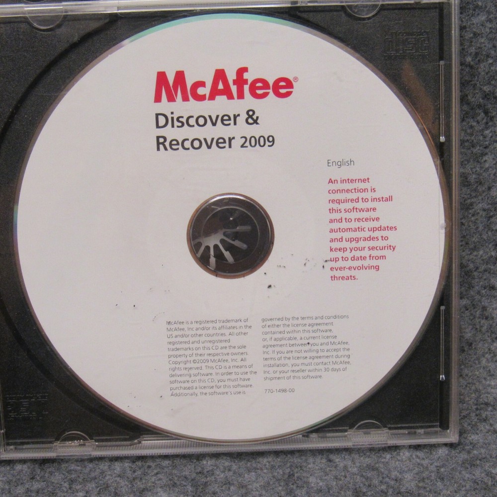 4 McAfee Software CD Discs Discover Recover Security Center Backup Installation