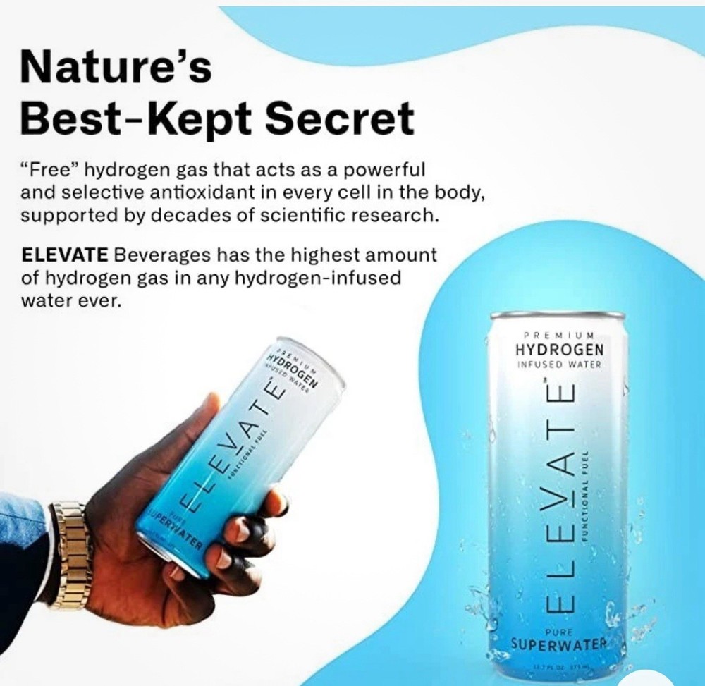 Elevate Hydrogen Water (12 pack) Hydrogen Infused, Alkaline Springwater ￼￼