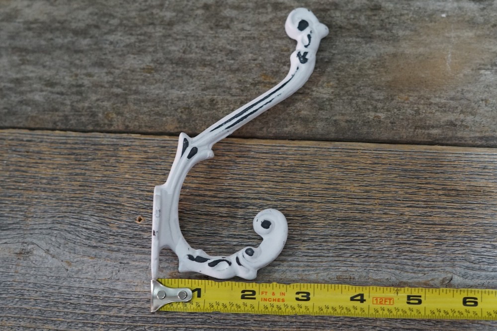 12 Cast Iron White Victorian Style Coat Hooks Hat Hook Rack Hall Tree W/ Screws