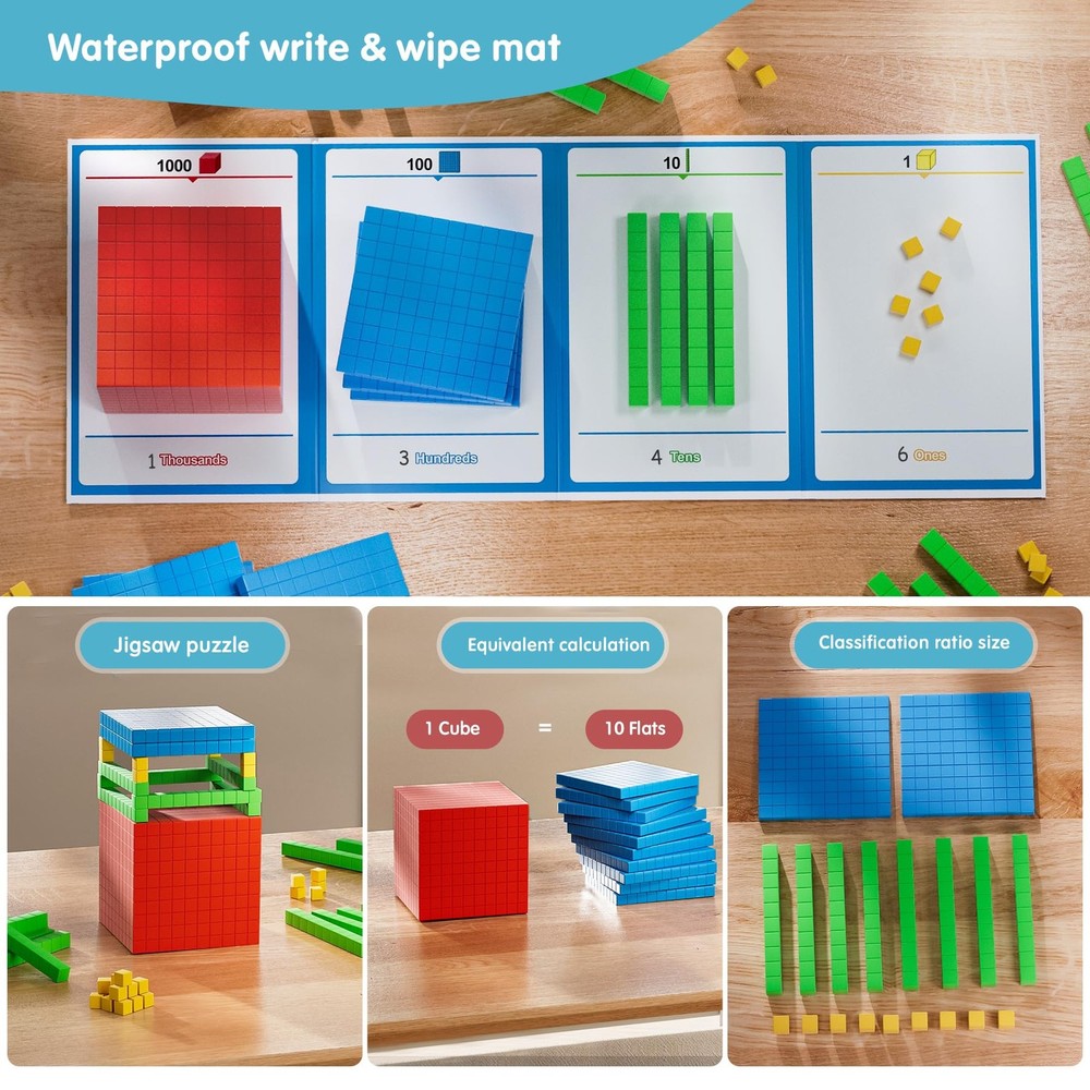 Plastic Base Ten Blocks 143 pcs Place Value Blocks Kindergarten Counting Cube...
