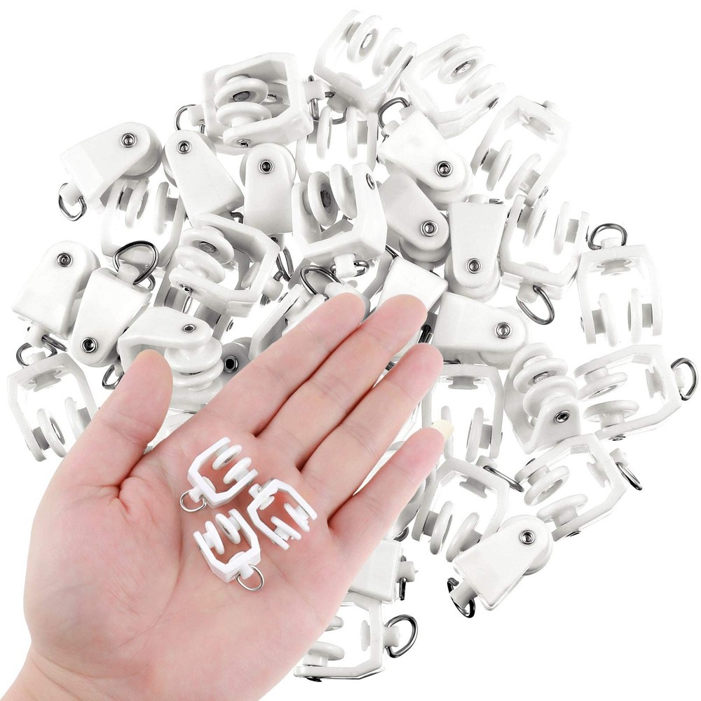50 Pcs Curtain Track Rollers Bulk Ceiling Curtain Track Hooks Flexible Bendab...
