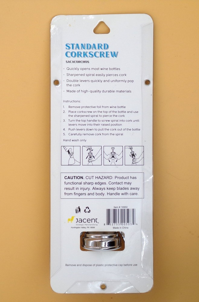 The Bar Corkscrew, Standard Size Jacent