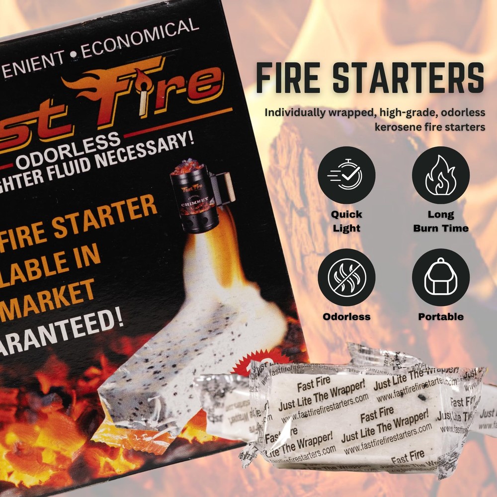 Fast Fire Odorless Fire Starter Cubes - 100 Count for Grills, Fire Pits, Camping