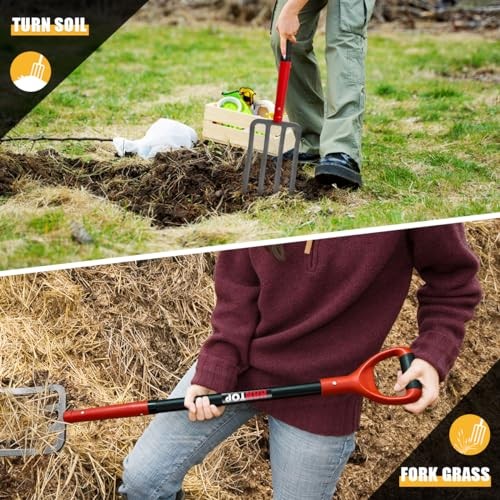 4-Tine Pitch Fork Garden Digging Fork Spading Fork Heavy Duty Pitchfork for