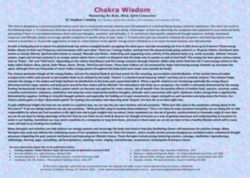 Chakra Wisdom Chart – A4 Double-Sided Personal Growth Guide