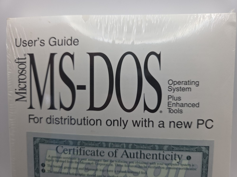 Microsoft MS-DOS Operating System Plus Enhanced Tools 3 disks & COA New Sealed!