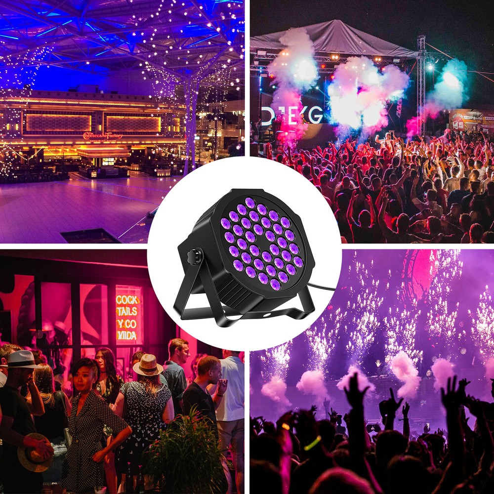 4Pcs 36W UV Black 36 LEDs Par Light Stage DJ Lighting with Remote Controller