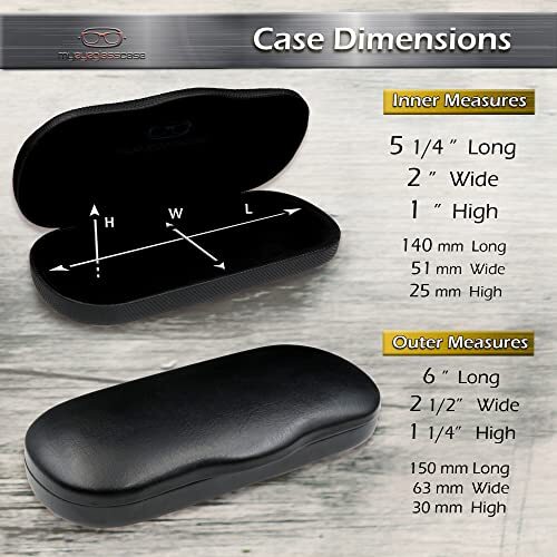 Eyeglass Clam Shell Hard Case for Small-Medium Frames | As196 Black With Cloth