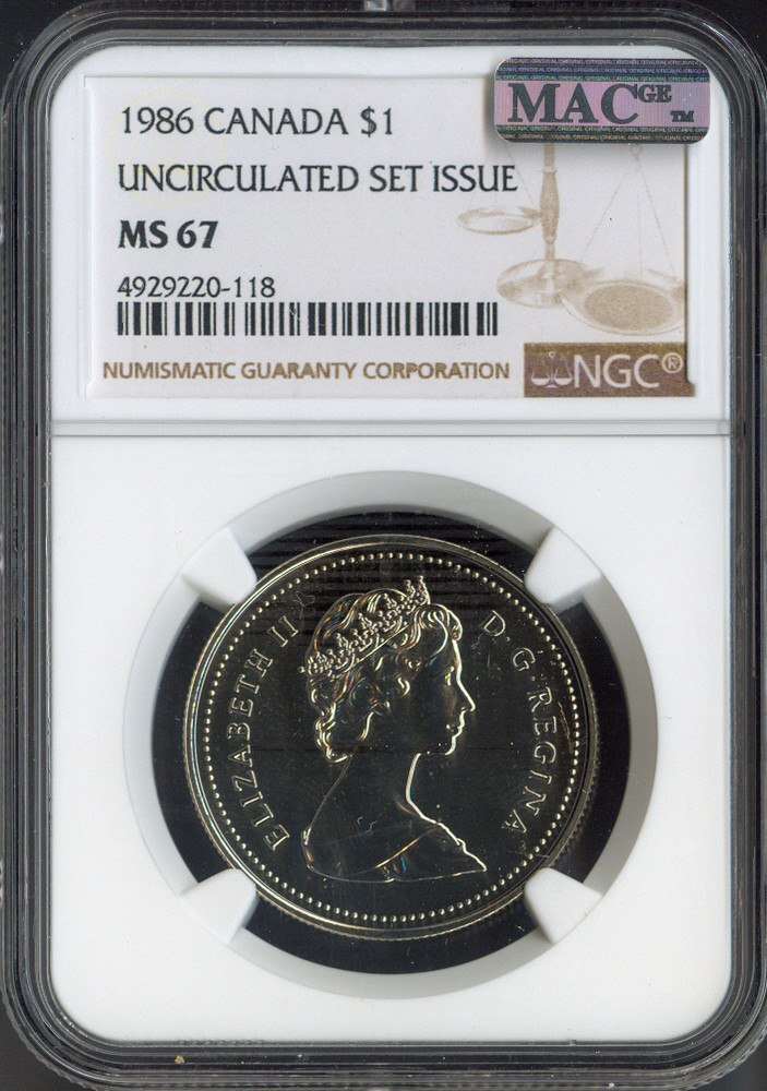 1986 Canada Dollar $1 NGC MS67 MAC - Quality