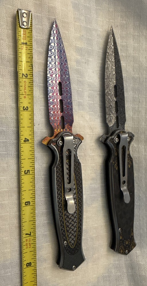 High-Strength Stainless Steel Folding Knife, Spear Point, Multicolor/Patern