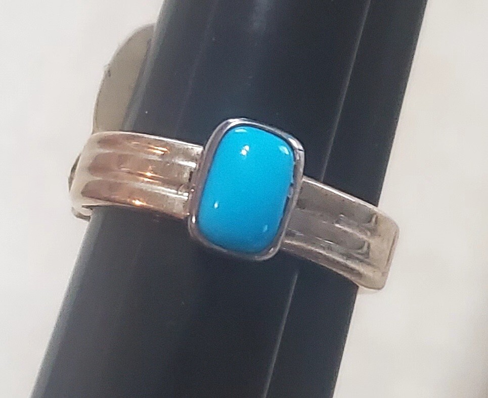 Native American Turquoise Silver Ring Size 7.5