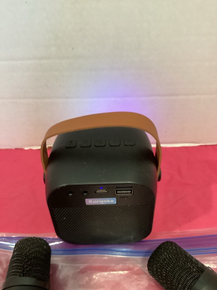 265-4 Inch Wireless Bluetooth Karoke Speaker With Handle & 2 Microphones