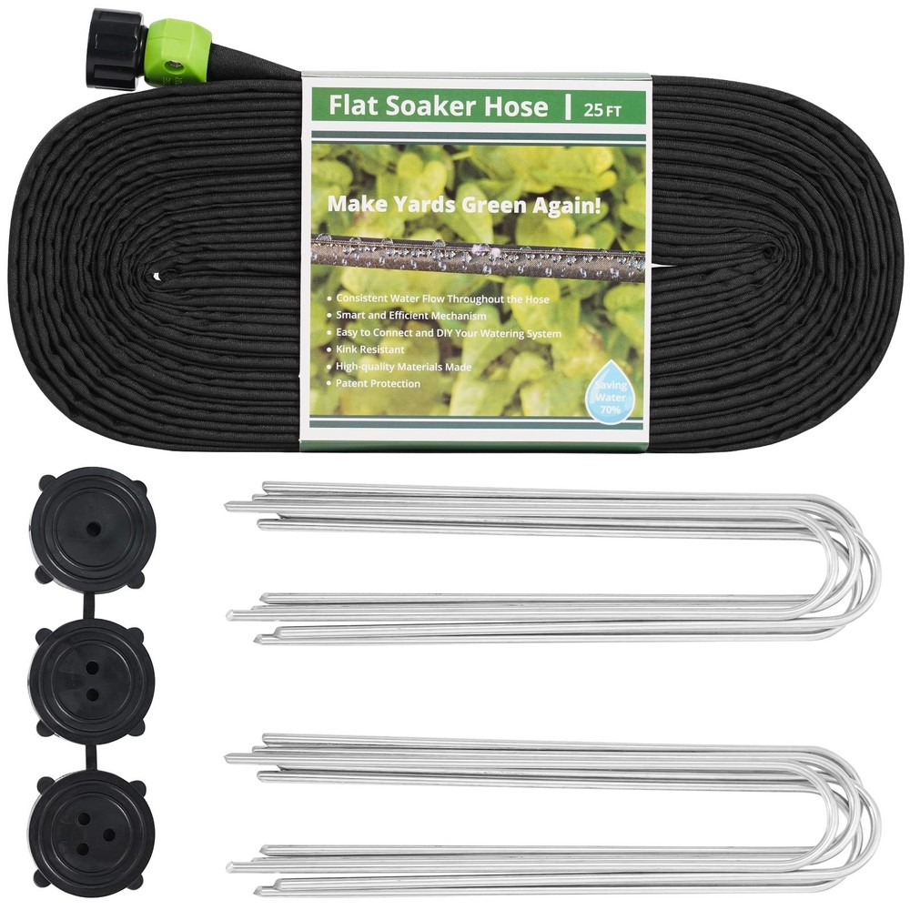 Garden Soaker Hose 25ft Save 70% Water, Leakproof Design Double Layer Drip Sp...