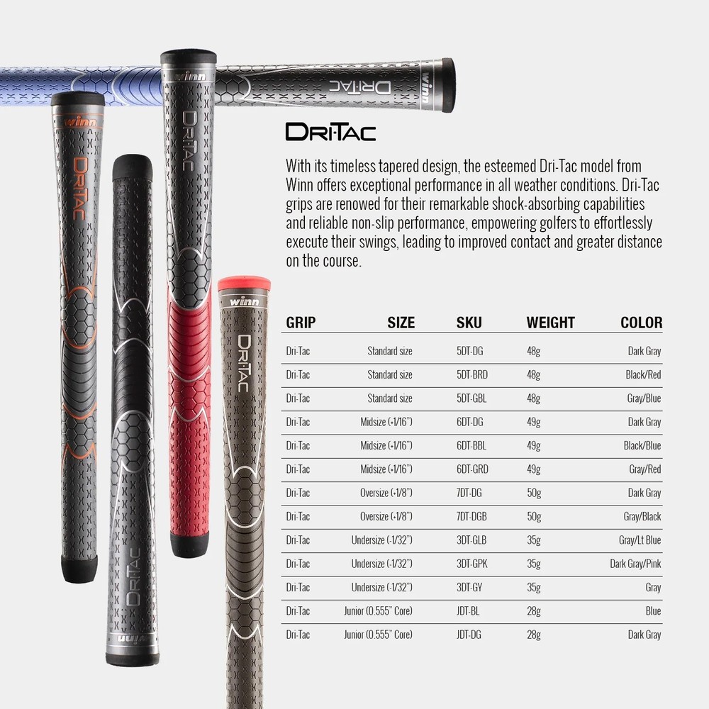 Winn Grips DriTac Junior , Undersize , Standard , Midsize , Oversize