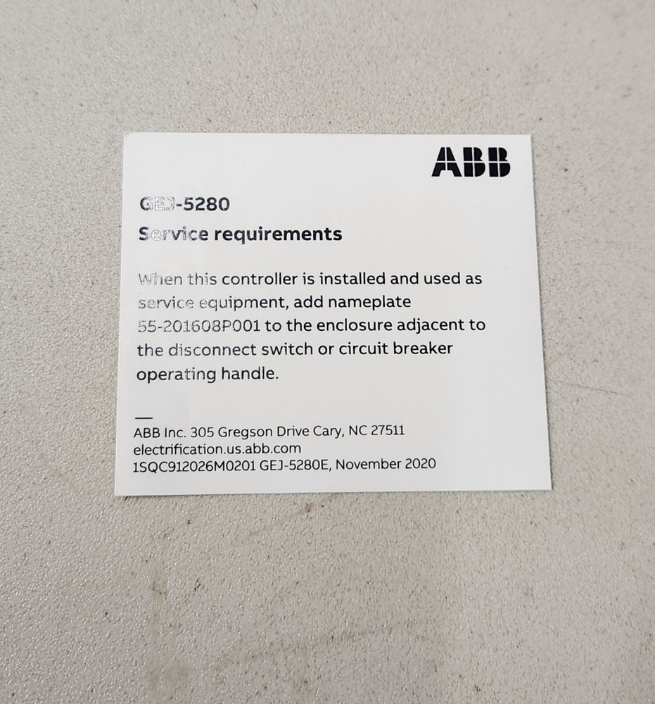 ABB Type 3R Enclosure Rainproof Pumping Plant Panel CR341D044CAA1AA New